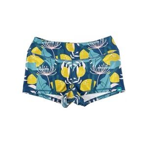 Wodbottom Blue Yellow Lemon Print Shorts 2.5" CrossFit Workout Size Medium